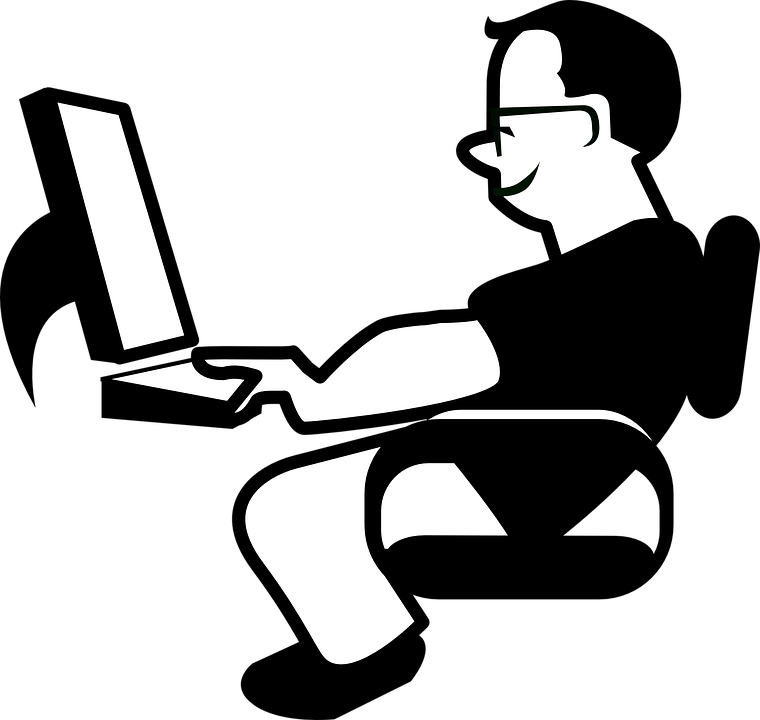 Communication Clipart Black And White - Animated Man On Computer - Png Download (760x720), Png Download