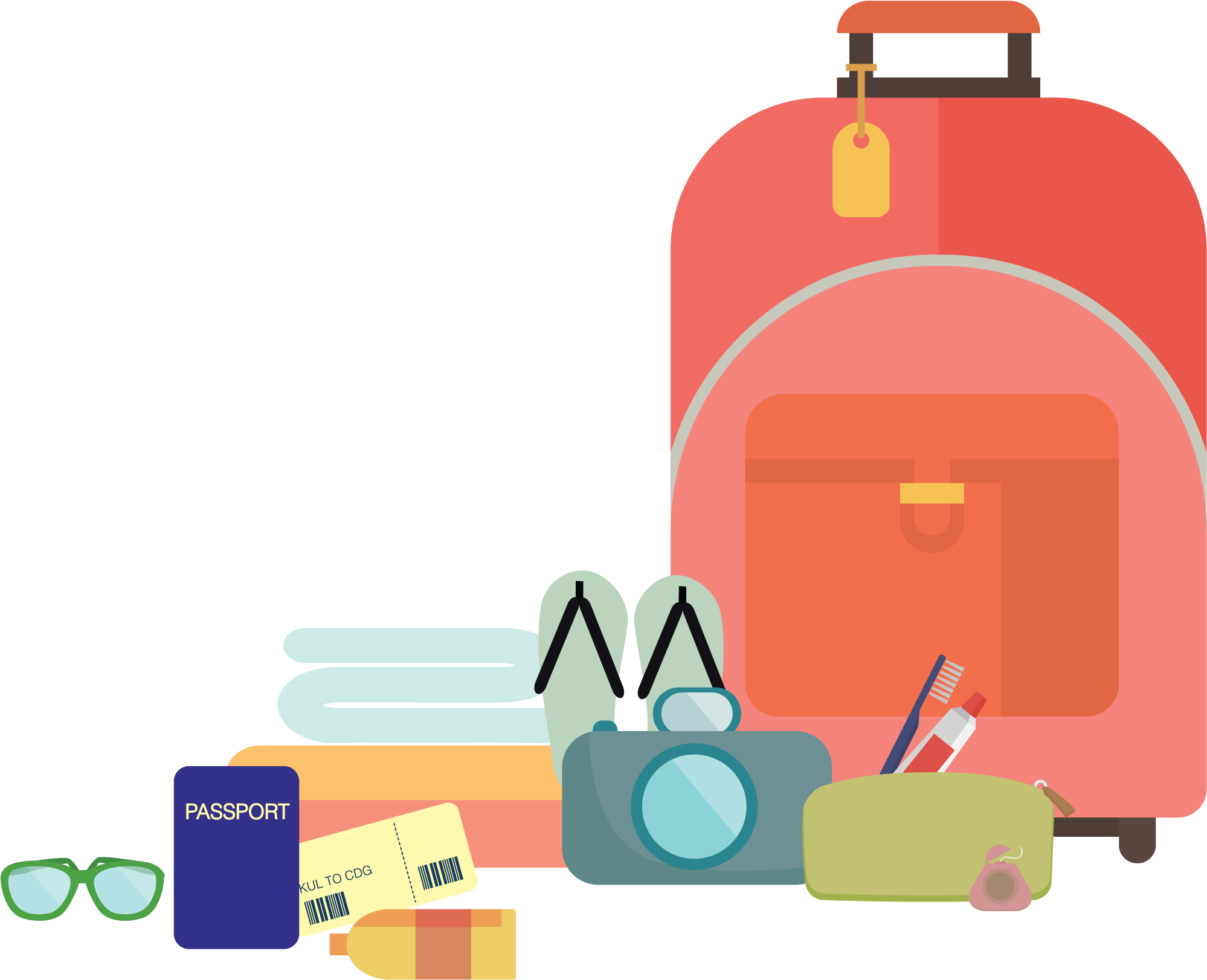 Traveling Clipart Travel Item - Travel - Png Download (2000x1630), Png Download