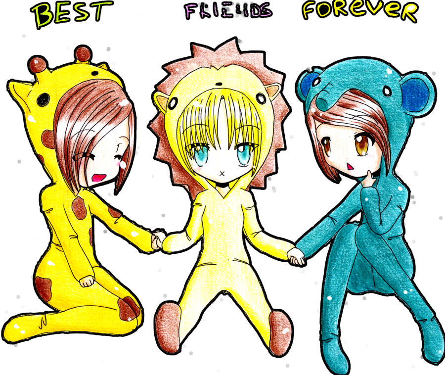 Best Friends Forever Cute - Best Friends Forever Drawing Clipart (900x758), Png Download