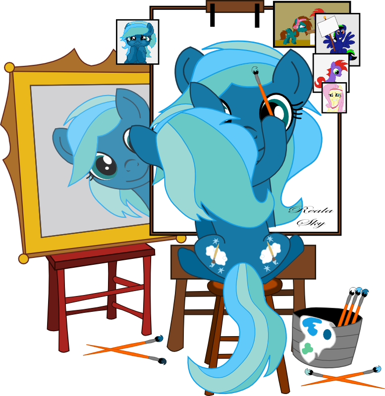 Artist Seahawk Fluttershy Norman Rockwell Oc - Cartoon Clipart (777x800), Png Download