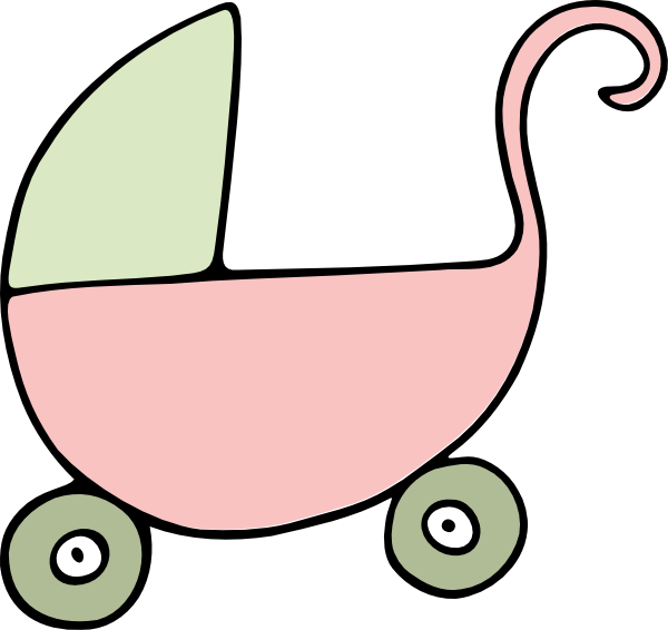 Pink And Green Pram Clip Art - Pram Clipart - Png Download (600x566), Png Download