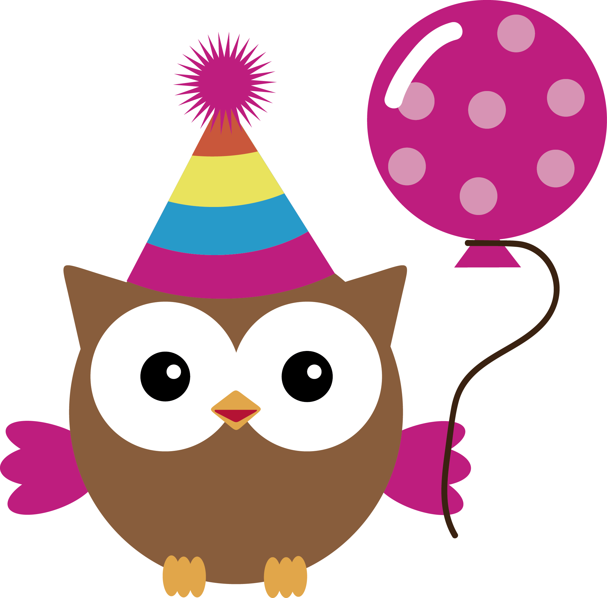 Owl Birthday - Vector Graphics Clipart (2122x2089), Png Download