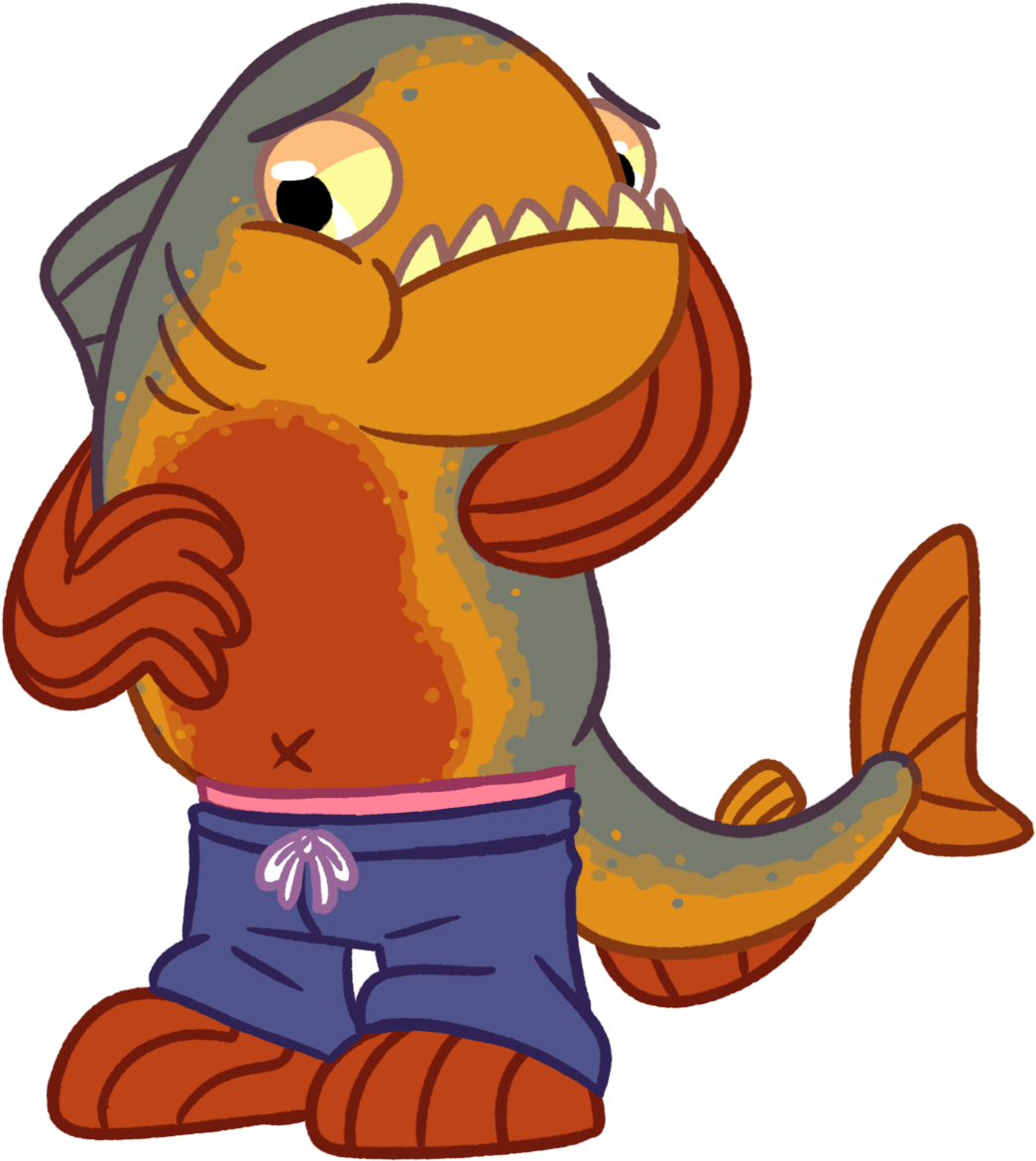 Chubby Piranha - Cartoon Clipart (1084x1209), Png Download