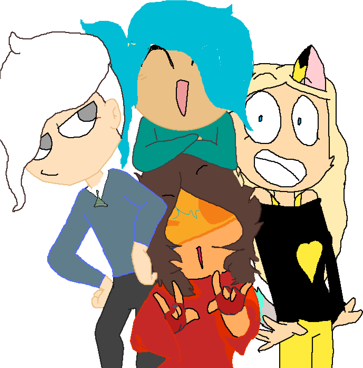 Me,draco,luna,and Harry - Cartoon Clipart (1400x1400), Png Download