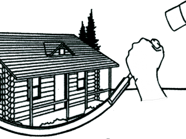 Cabin Clipart Black And White - Cartoon - Png Download (640x480), Png Download