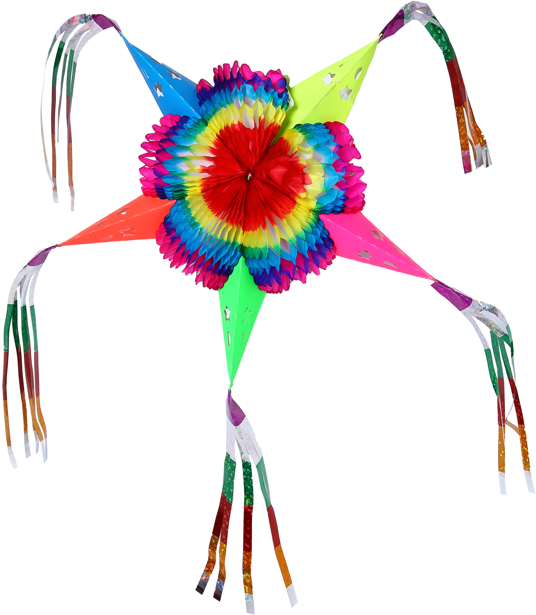 Colorful Star Mexican Piñata Foldable Cardboard Party - Illustration Clipart (1785x2048), Png Download
