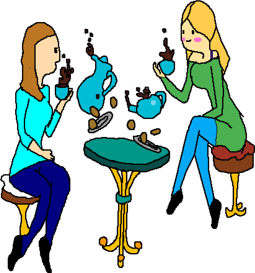 Tea With An Old Friend - Cartoon Clipart (1000x1000), Png Download