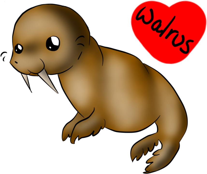 Walrus Free Clipart - Chibi Walrus - Png Download (955x836), Png Download