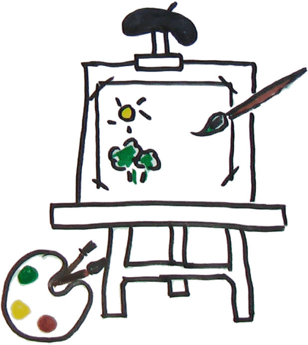 Paints And Art Supplies At The Cabins Clipart (618x692), Png Download