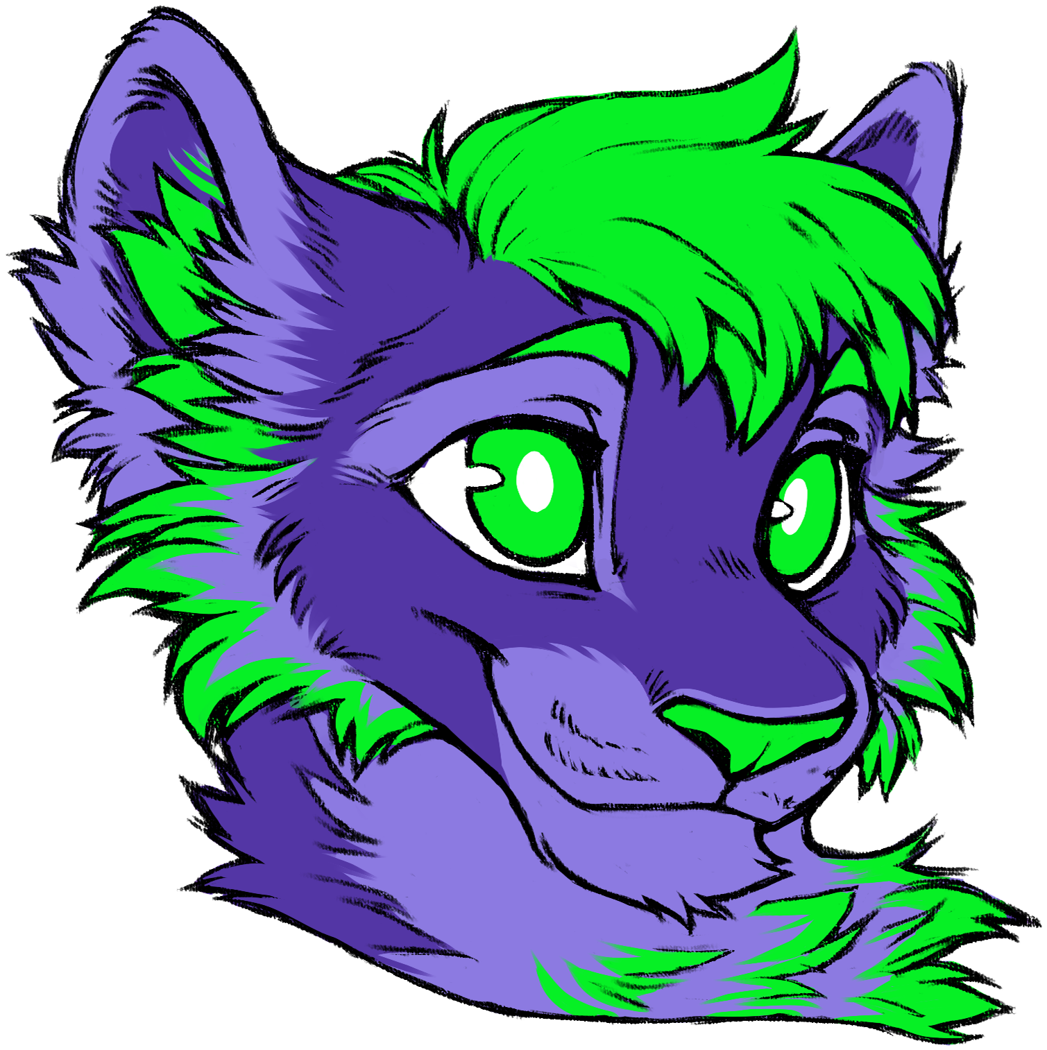 Neon Tiger - Cartoon Clipart (1700x1600), Png Download