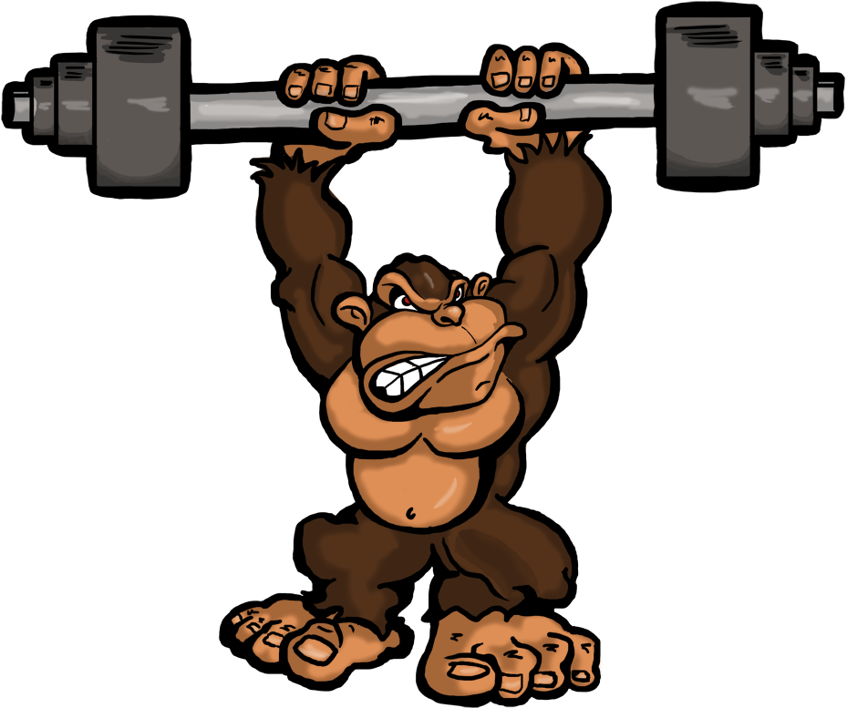 Gorilla Weights Color Full Rights - Cartoon Clipart (1024x1024), Png Download