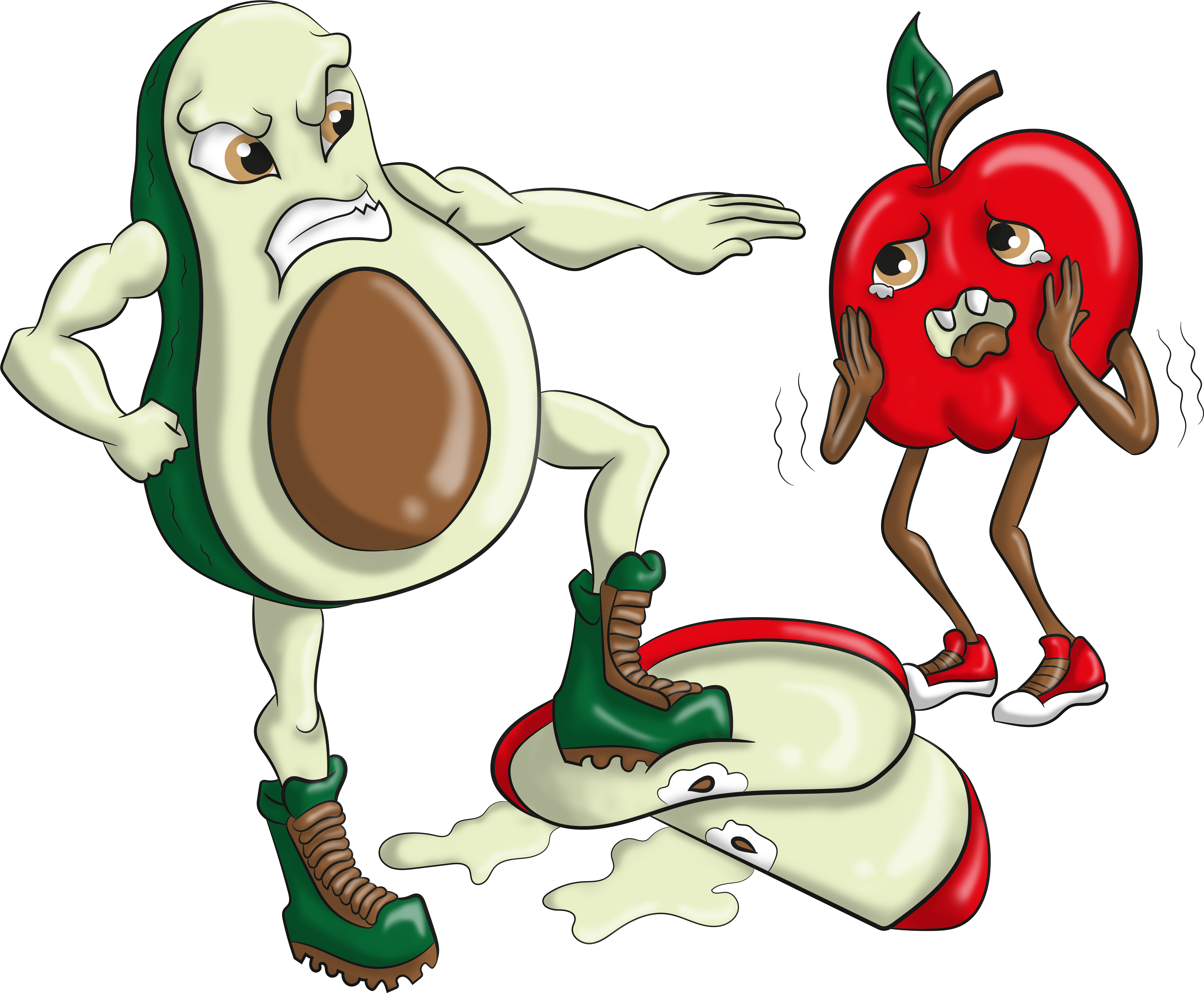 Angry Avocado For Graphic Tee - Cartoon Clipart (7016x4961), Png Download