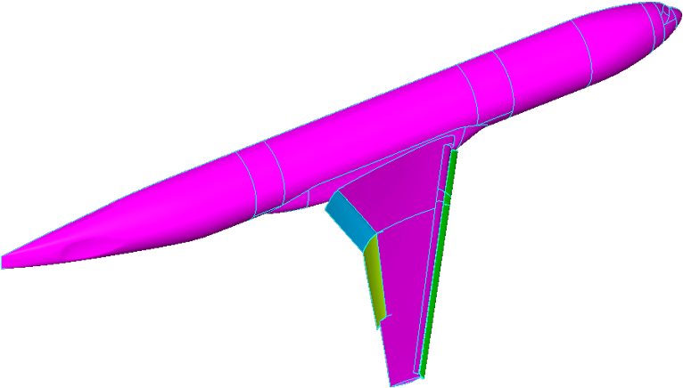 Solid Models Of The Wing-body , Leading Edge Slat (dark - Airliner Clipart (800x462), Png Download