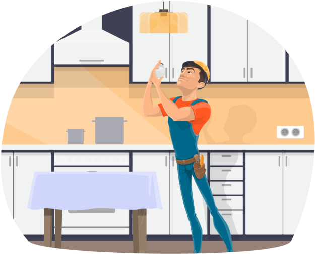 Affordable Electrician Electrician Replacing Lightbulb - House Electrician Images Cartoon Clipart (640x528), Png Download