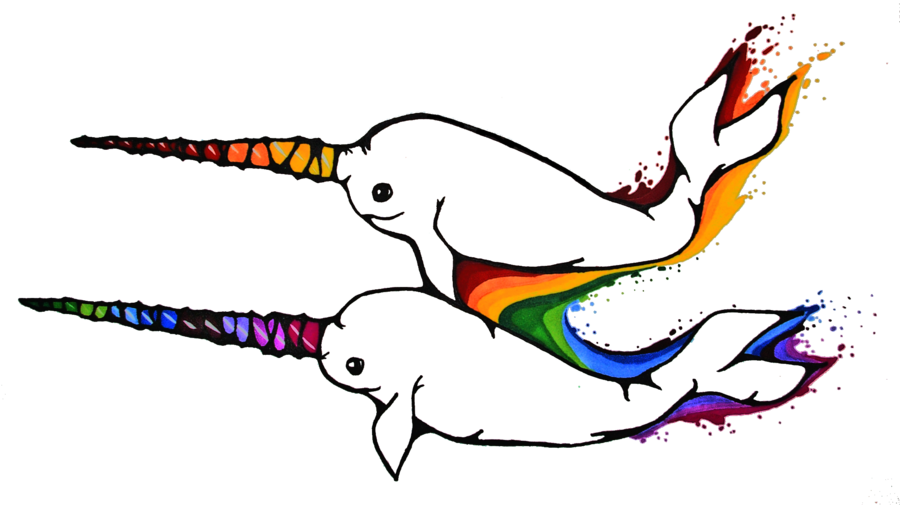 Rainbow Narwhals <3 Clipart (900x505), Png Download