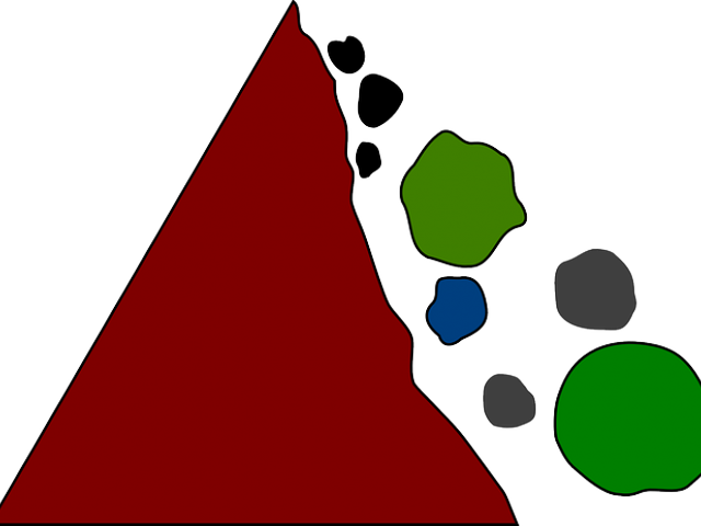 Boulders Clipart Rock Slide - Falling Rocks Hazard Sign - Png Download (640x480), Png Download