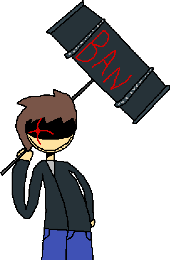 *hacker Detected**pulls Out Big Ban* - Cartoon Clipart (1000x1000), Png Download