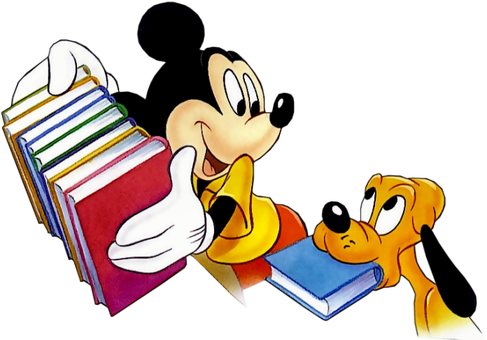 Mickey Mouse With Books Clip Art - Png Download (710x500), Png Download