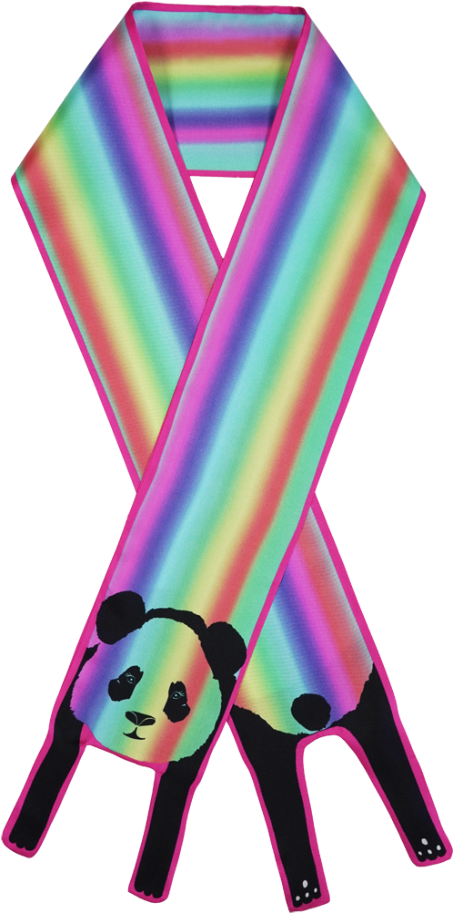 Mini Rainbow Stripes Panda Twilly Silk Scarf Clipart (528x1038), Png Download