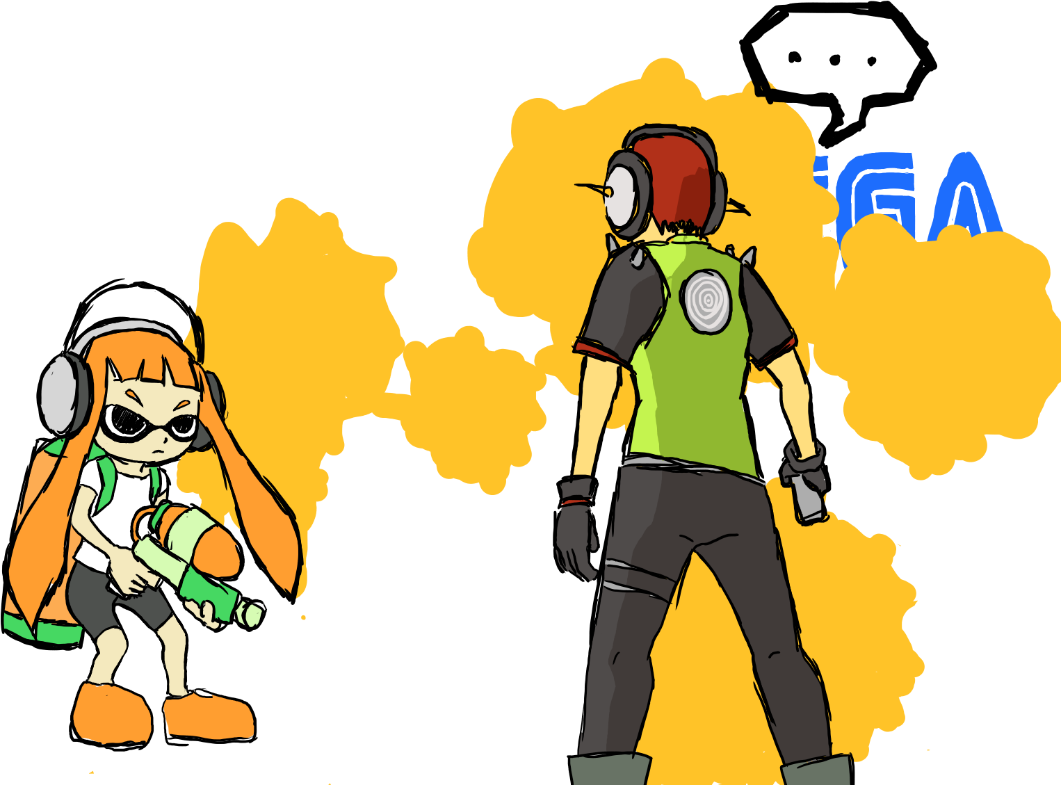 Ga Splatoon De Blob Jet Set Radio Yellow Cartoon Fictional - Jet Set Radio Splatoon Clipart (1600x1200), Png Download