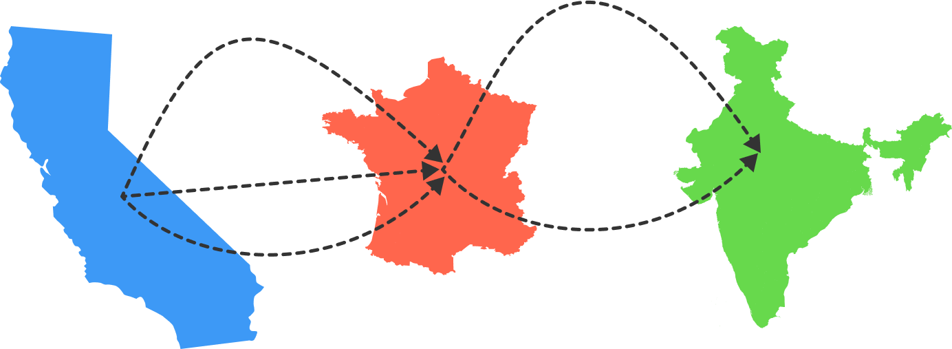 There Are 3 Flights From California To France, And Clipart (1384x507), Png Download