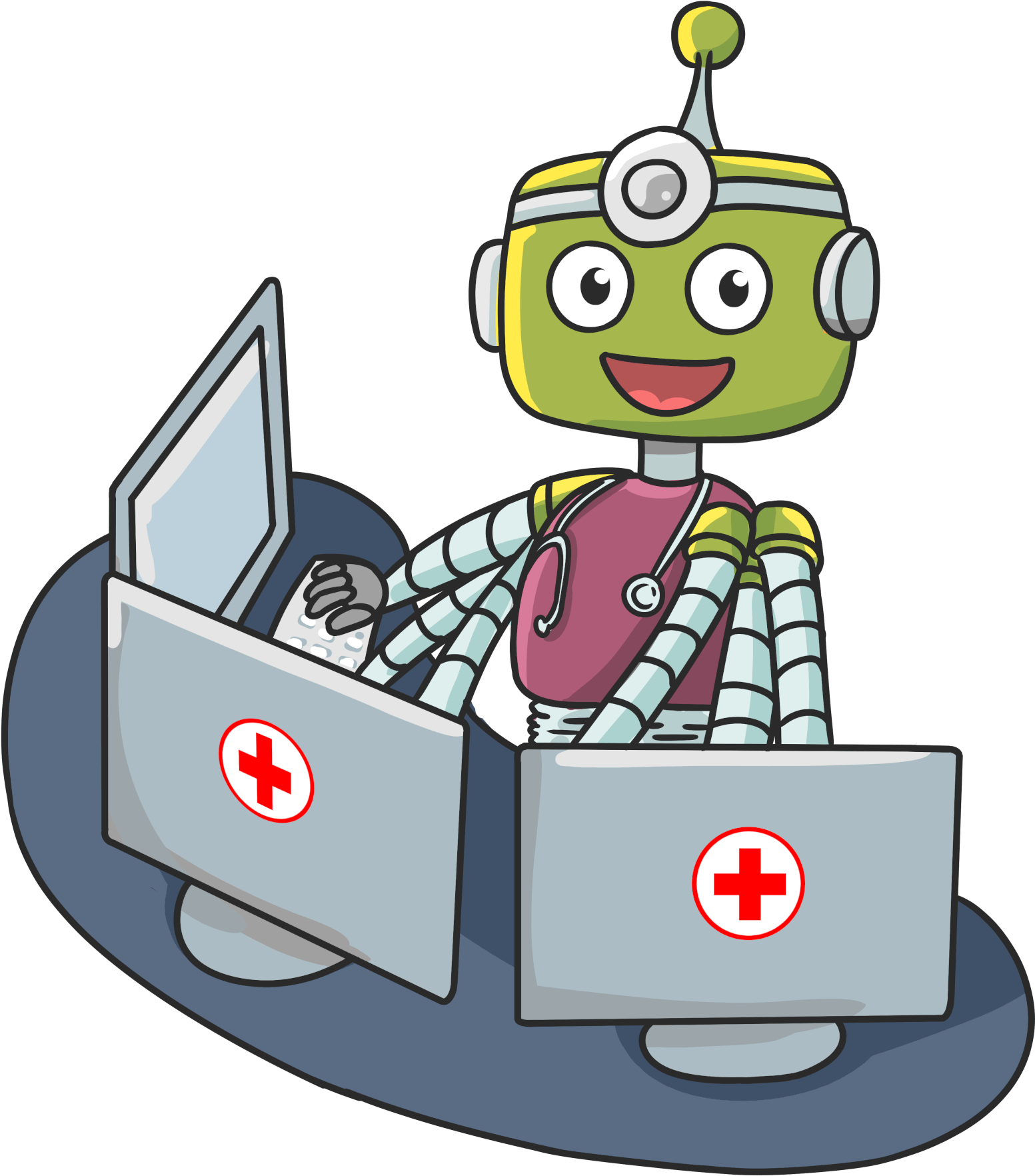 Chatty Mcmedbot Asks - Cartoon Clipart (2027x2048), Png Download