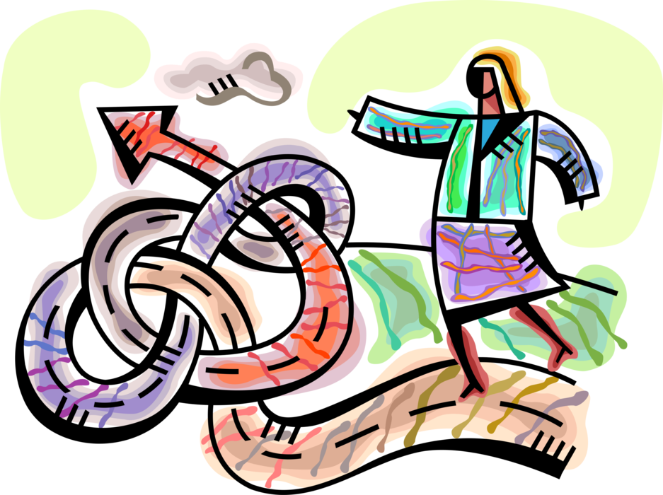 Vector Illustration Of Businesswoman Faces Path Of Clipart (937x700), Png Download