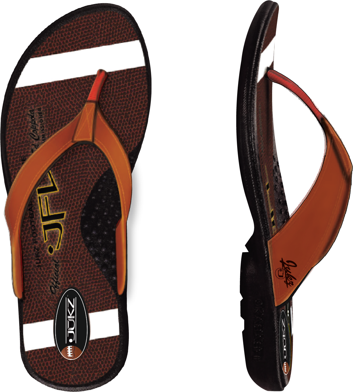 Jukz Football Flip Flops - American Football Clipart (882x1023), Png Download