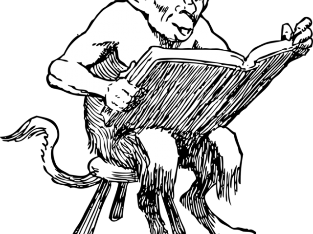 Desk Clipart Poetry - Devil Reading Book - Png Download (640x480), Png Download