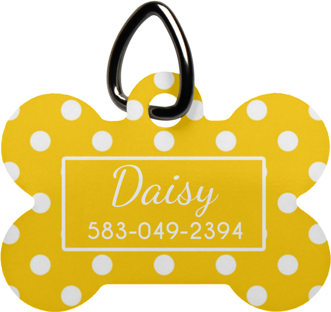 Yellow Polkadot Luv Tag - Pet Tag Clipart (1155x1155), Png Download