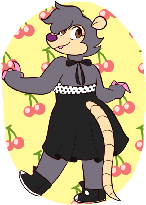 Rockabilly Furry Fursona My Art Opossum Possum - Cartoon Clipart (500x703), Png Download