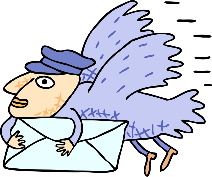 Vector Illustration Of Anthropomorphic Feathered Bird - Mail Carrier Clipart (835x700), Png Download