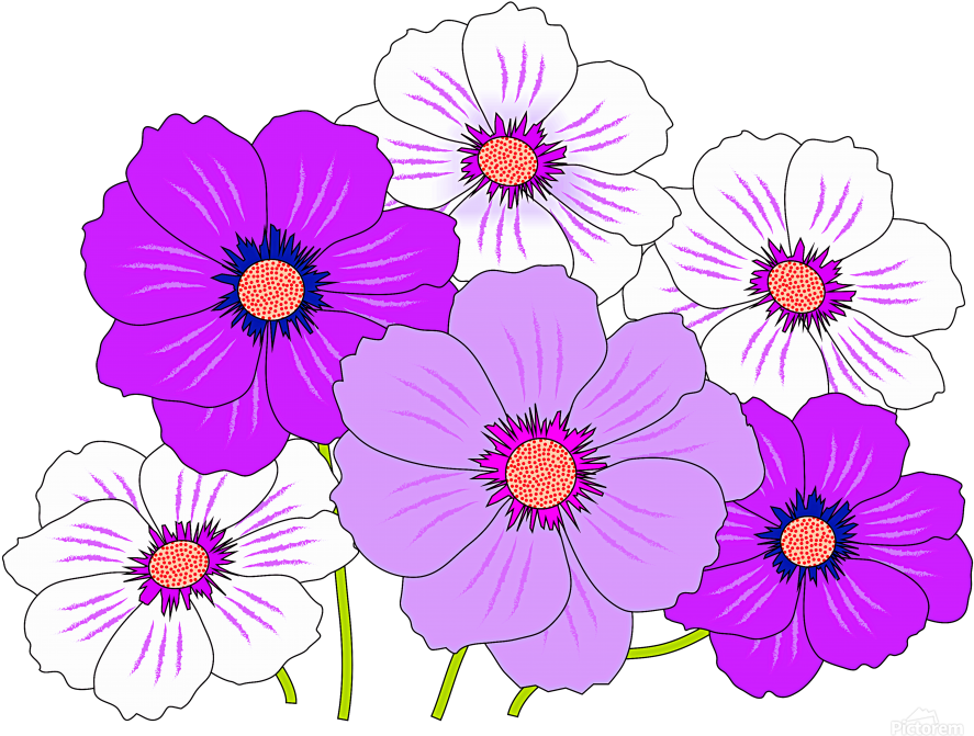 Colorful Flowers 05 Osg One Simple Gallery Canvas - Flowers Icon Png Pink Clipart (899x684), Png Download