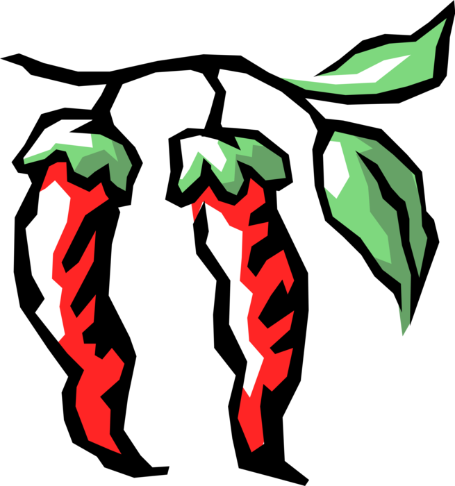 Vector Illustration Of Hot Red Peppers Clipart (655x700), Png Download