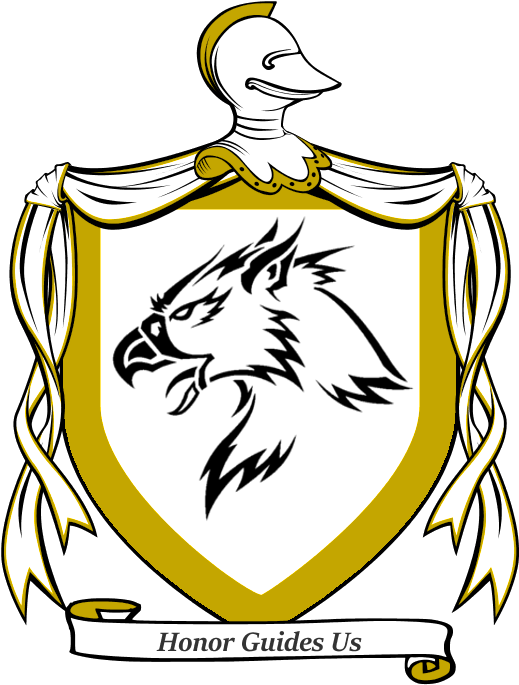 A White And Gold Shield Adorned With A Black Gryphon's - Tattoo Clipart (534x774), Png Download