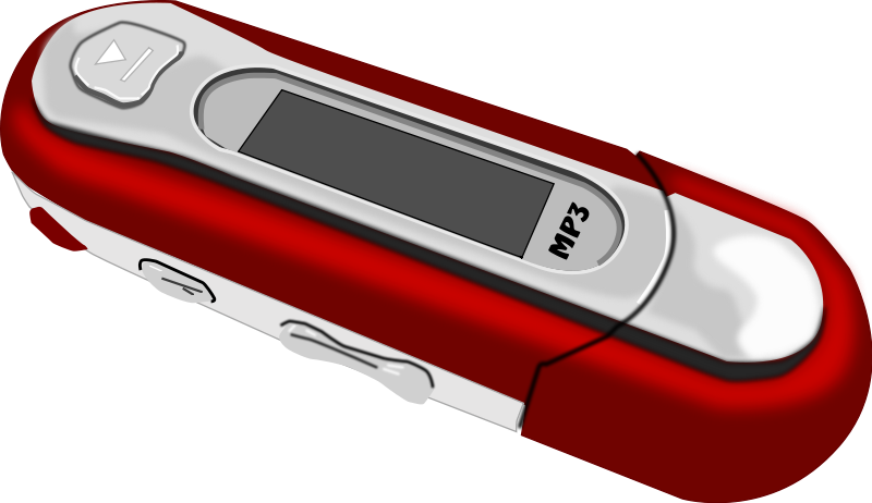 A Red Old Style Mp3 Player Free Vector Clipart (800x462), Png Download
