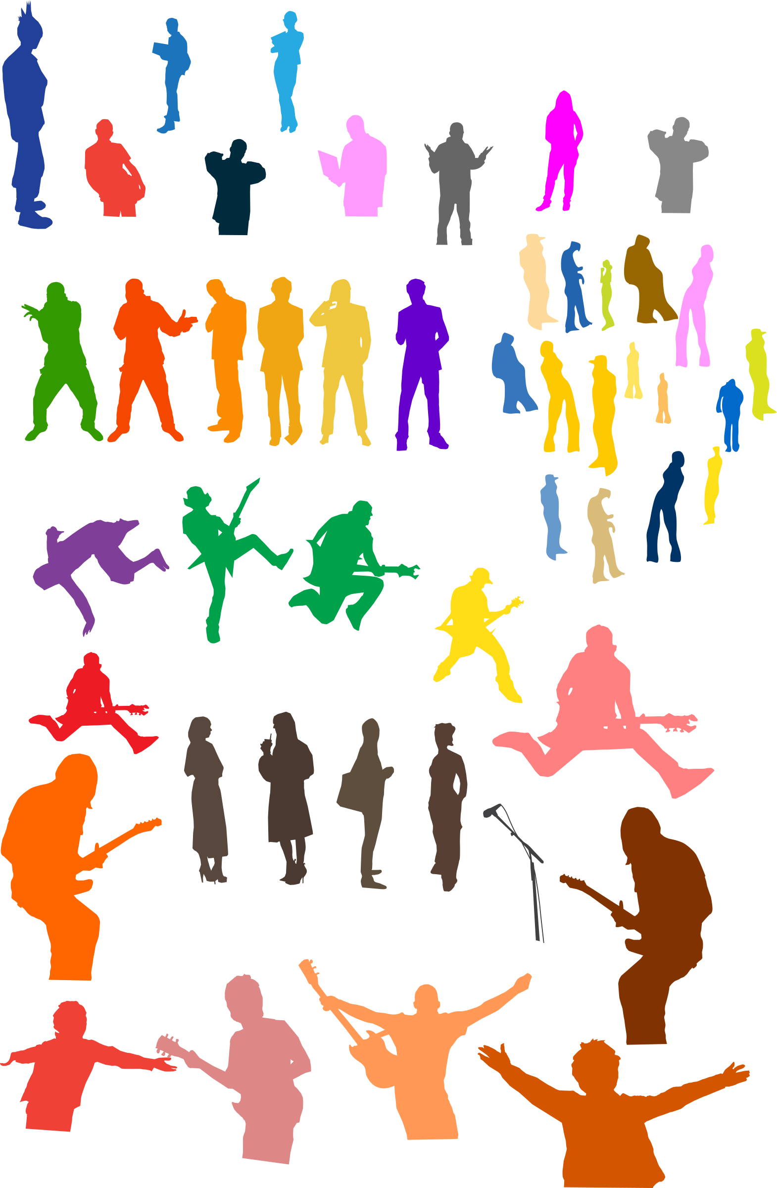 Medium Image - People Silhouettes Clipart Colorful - Png Download (523x800), Png Download