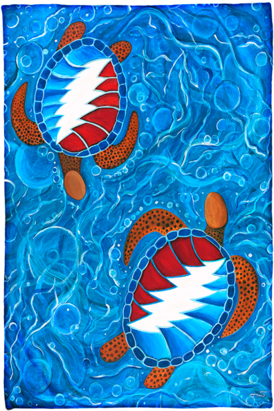Grateful Dead Swimming Terrapins Coral Fleece Blanket - Grateful Dead Terrapin Art Clipart (620x620), Png Download
