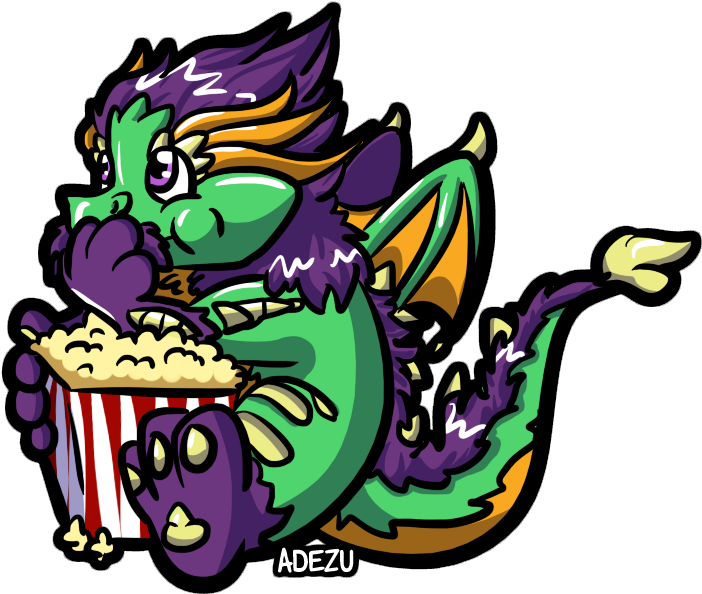 Rom Eating Popcorn Clipart (718x614), Png Download