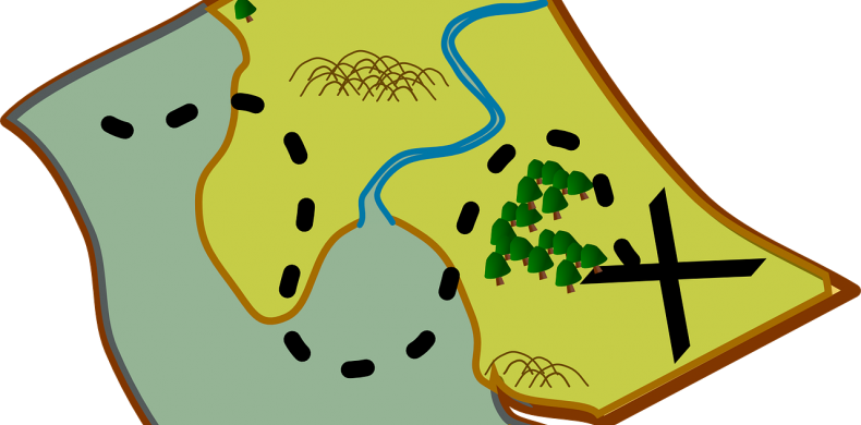 Treasure Map Cartoon Png Clipart (790x390), Png Download