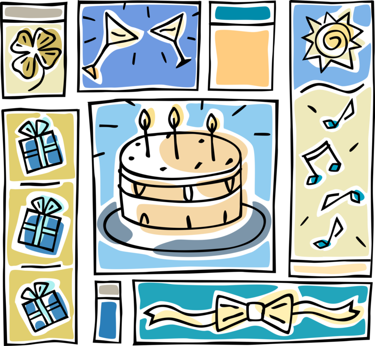 Vector Illustration Of Party Celebration With Birthday Clipart (758x700), Png Download