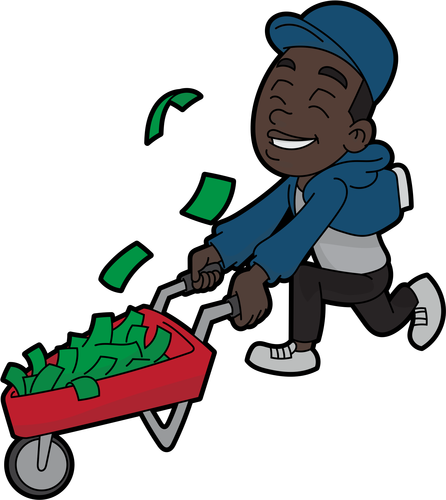 Open - Black Cartoon With Money Clipart (2000x2339), Png Download
