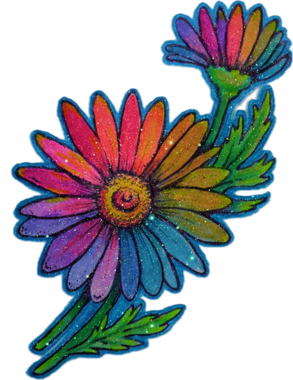 Report Abuse - Rainbow Floral Transparent Clipart (1024x1328), Png Download