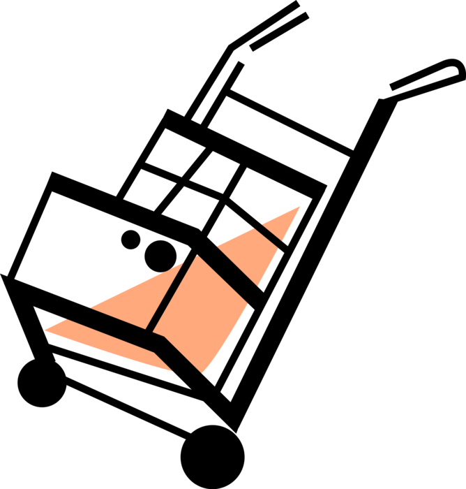 Vector Illustration Of Box-moving Handcart Dolly Or Clipart (668x700), Png Download