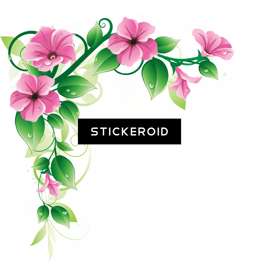 Flowers Borders High-quality - Flowers & Leaves Border Design Clipart (904x918), Png Download