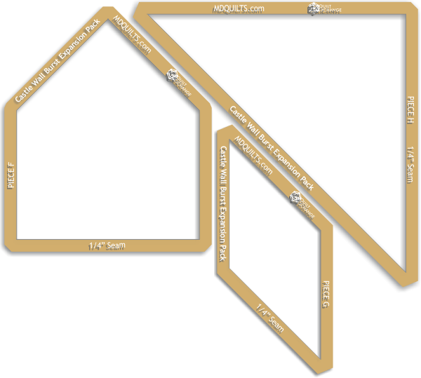 18" Windowed Castle Wall Templates With 1/4" Seam Allowance Clipart (600x539), Png Download