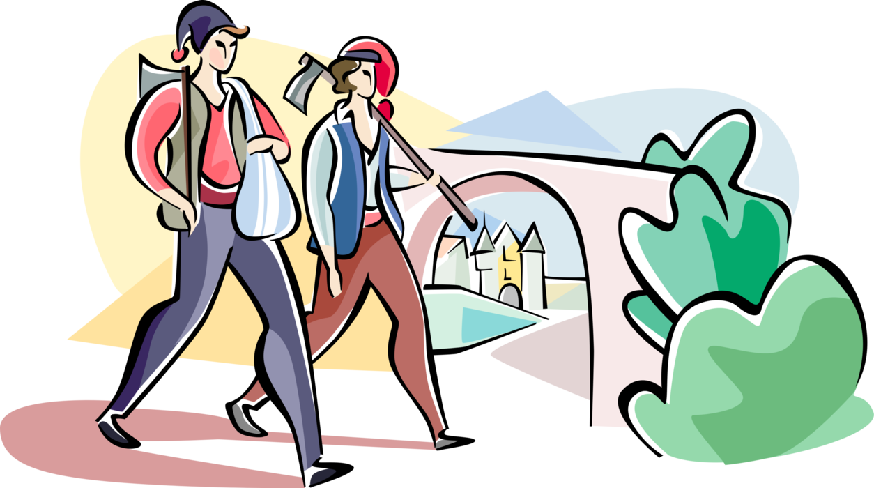 Vector Illustration Of Lumberjacks And A Stacada Festival - Cartoon Clipart (1254x700), Png Download