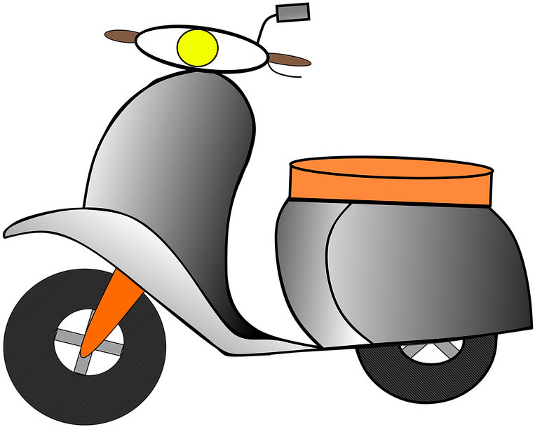 Scooter Clipart Transportation - Cartoon - Png Download (881x720), Png Download