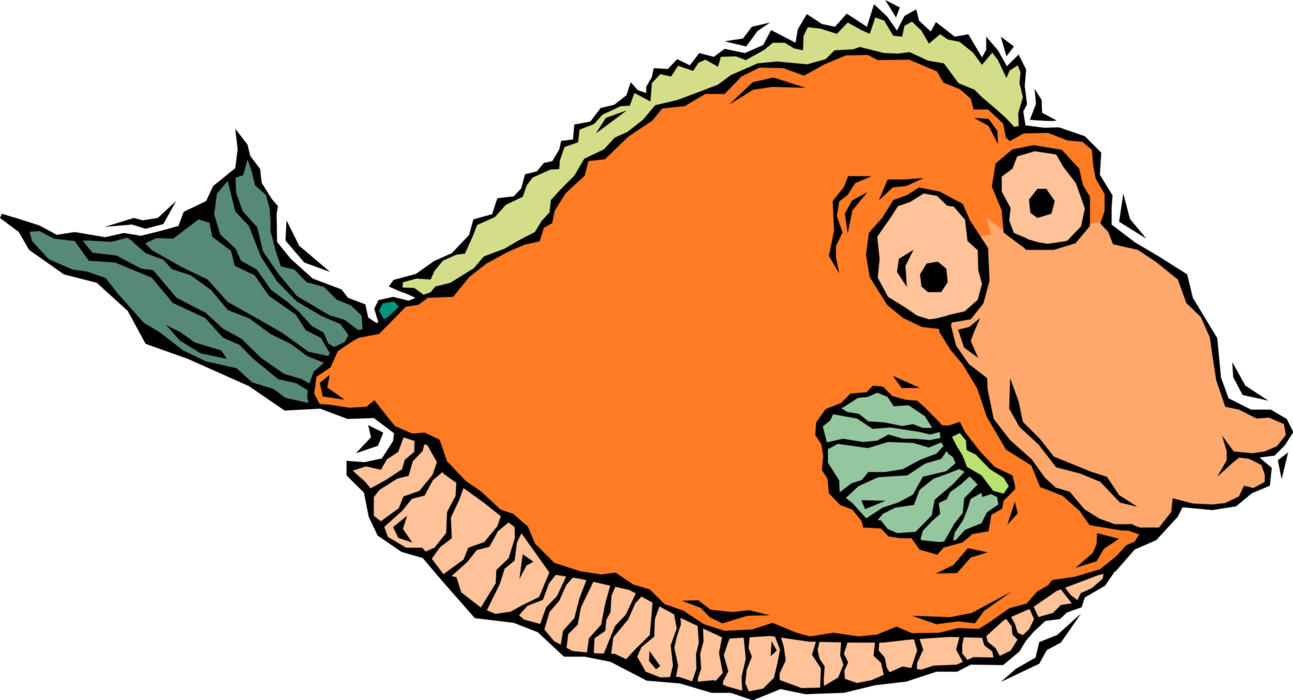 Vector Illustration Of Marine Aquatic Orange Sunfish Clipart (1293x700), Png Download