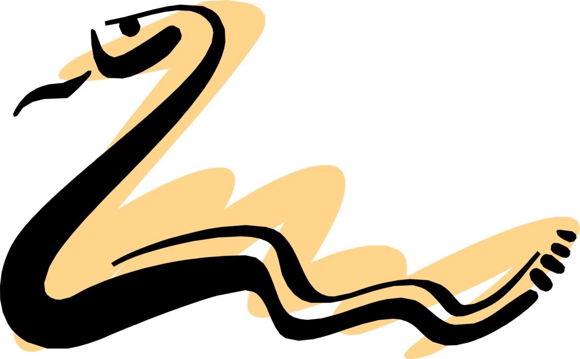 Vector Illustration Of Reptile Snake Slithers Clipart (1128x700), Png Download